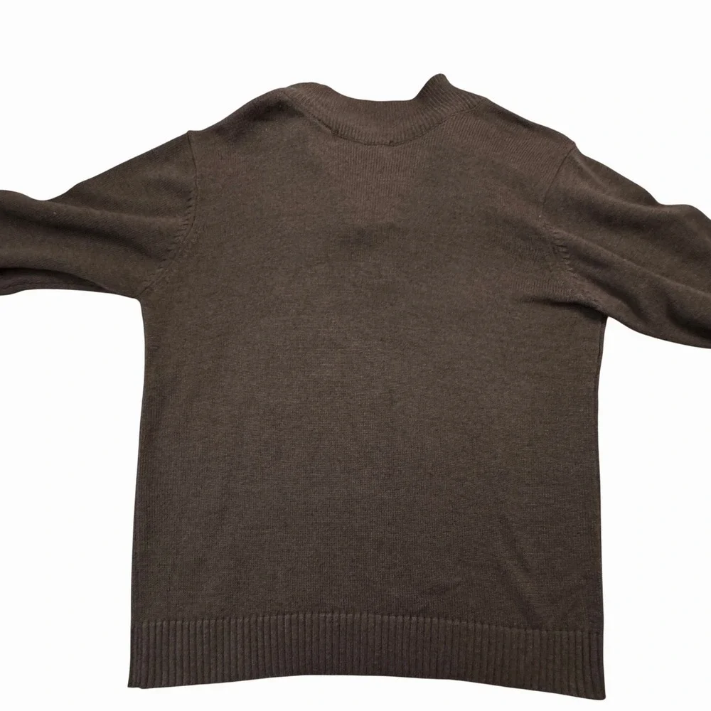 Oscar De La Renta Mens Dark Brown Quarter Zip Knit Sweater Large Great Condition